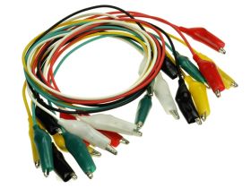 Przewody pomiarowe; CM11-10szt; 2x krokodylek; 2mm; 0,5m; ABS; 0,25mm2; 5 kolorów; 1A; 60V