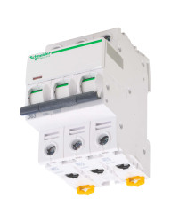 Wyłącznik nadprądowy MCB, Typ D, 3-biegunowy, 10A, 440V, 100 → 133V, na szynę DIN, Schneider Electric, iC60H