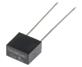 Bezpiecznik nieresetowalny 8A 250V ac RS PRO T Termoplastyczne 80 A przy 250 V AC rozstaw 5.08mm