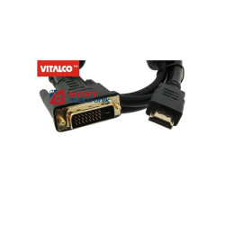 Kabel HDMI - DVI 3m VITALCO Wtyk-Wtyk, pozłacane
