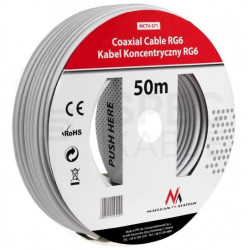 Kabel koncentryczny 75ohm RG6 Dual-Shield 1,00/4,8/6,6mm CSS (oplot Al) antenowy wewnętrzny biały Maclean