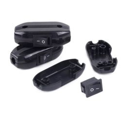 PRZEŁĄCZNIK PRZELOTOWY NA KABEL CZARNY Z CZARNYM PRZYCISKIEM