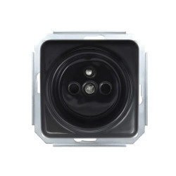 Gniazdo elektryczne ceramiczne kwadratowe bez ramki, montaż podtynkowy, kolor czarny Ceramic Loft