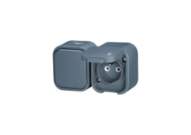 B2 Gniazdo pojedyncze n/t 2p+Z, bryzgoodp. + Łącznik IP54 szary 00060278