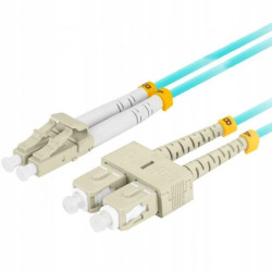 Patchcord światłowodowy MM LC/UPC-SC/UPC duplex 3mm OM3 aqua 3m LANBERG