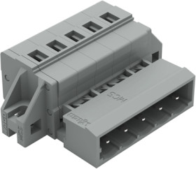 Pin header, 5 pole, pitch 5 mm, angled, gray, 231-605/019-000
