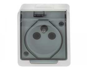 Hermes Gniazdo hermetyczne pojedyncze natynkowe z uziemieniem 16A IP44 z klapką dymną białe GNT 0321-01