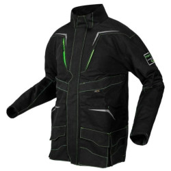 Bluza, kurtka robocza wzmocnienia na łokciach PREMIUM PRO czarna z neonowo-zielonymi przeszyciami rozmiar M/50 NEO 81-214-M