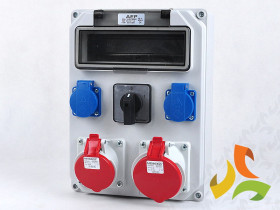 Rozdzielnica budowlana z wyłącznikiem 0-1 (zero jeden) HEL 1x32A/5p/400V 1x16A/5p/400V 2x16A/3p/250V IP44 9012314 AEP