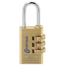 Burg W&#xE4;chter 2851 Combi Lock Brass Padlock 22.50mm 3-Wheel Numeric