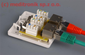 Gniazdo natynkowe podwójne RJ45 FTP kat.6 montaż LSA