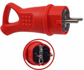 Wtyczka gumowa 16A 230V IP44 z uchwytem czerwona AEI602297-R