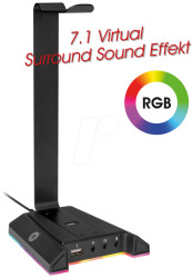 HK 2 L headset stand, USB-Hub, Audio adapter, RGB