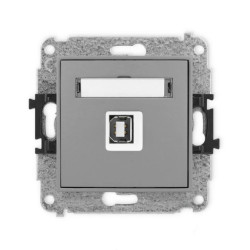 ICON Mechanizm gniazda pojedynczego USB A-B 2.0 szary mat 27IGUSB-3