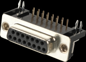 107-15-2-1-00 D-SUB socket, 15-pin, angled