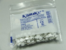 Końcówka tulejkowa Klauke 869/8 izol.podw.2x0.5mm2 Kolor izol.biały