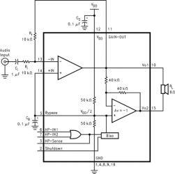 1-W, mono, analog input Class-AB audio amplifier with headphone sense