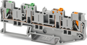 Knife disconnect terminal, push-in connection, 0.34-4.0 mm², 2 pole, 16 A, 6 kV, gray, 1446170