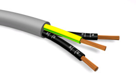 PVC control line LiYY-OZ 2 x 1.0 mm², AWG 18, unshielded, gray, LIYY-OZ 02X1,00 GRAU