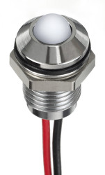 Lampka kontrolna do montażu panelowego 12V dc, biała 8mm LED Chrom Wyprowadzenia RS PRO