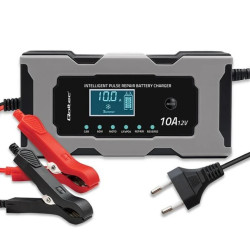 Qoltec Inteligentna mikroprocesorowa ładowarka 12V 10A Prostownik z funkcją naprawy do akumulatora AGM GEL LiFePO4 LCD