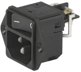Combination element plug C14 or C18, 3 pole/2 pole, screw mounting, plug-in connection, black, DC11.0001.007