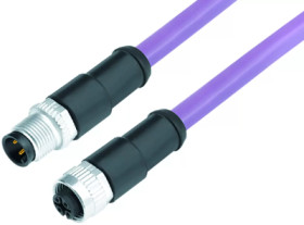Sensor actuator cable, M12-cable plug, straight to M12-cable socket, straight, 5 pole, 1 m, PUR, purple, 4 A, 77 2530 2529 50705