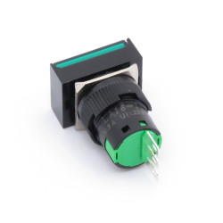 Przycisk panelowy prostokątny bistabilny 16x22mm zielony