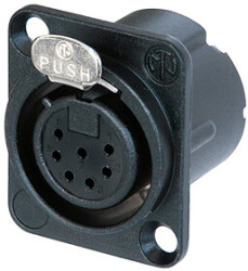 XLR panel socket, 7 pole, gold-plated, 1 mm², AWG 18, metal, NC7FD-LX-B