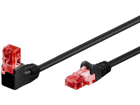 Kabel Patchcord Cat 6 U/UTP (1x90°) RJ45/RJ45 0.25m czarny