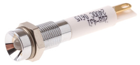 Lampka kontrolna do montażu panelowego 24V dc Zielony, czerwony 6mm LED Chrom Końcówka lutownicza RS PRO