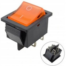 Przełącznik DPST KCD4 podświetlany 15A 250V pomarańczowy kołyskowy