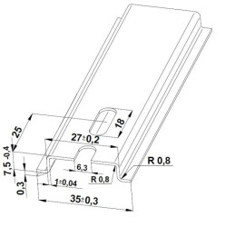 Szyna TS 35x7,5 ocynk (perforowana 6,3x18mm) - 2000 mm (za szt.)