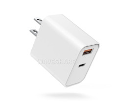 Waveshare PD30W Dual-Port Fast Charger, USB Type-A/Type-C Wall Charger Block, US Plug, intelligently adjusts the charging rate