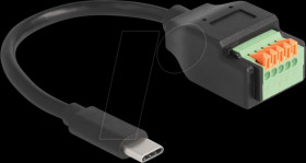 66066 USB 2.0 cable, C male to terminal block with push button, 15 cm