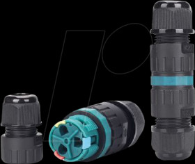 501325 Cable connector, Click&amp;Connect, 3-pin, IP68, black/green