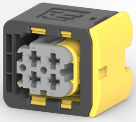 Socket, unequipped, 4 pole, straight, 2 rows, gray, 2-1418390-1