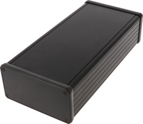 Aluminum enclosure, (L x W x H) 220 x 103 x 53 mm, black (RAL 9005), IP54, 1455N2202BK