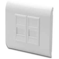 Front panel for Keystone module, for Keystone module, 2 x RJ45, (W x H x D) 85 x 85 x 15 mm, white, DN-93802