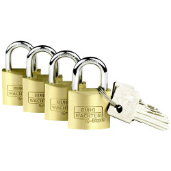 Burg Wächter 222 30 SB Quadro Padlock Set Brass Keyed Alike 4 Pack