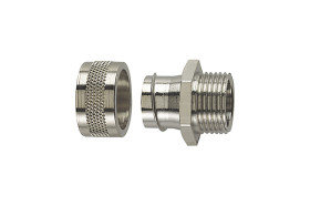 Łącznik do kanałów kablowych HellermannTyton gwint M32 32mm Złączka stała z gwintem zewnętrznym Mosiądz platerowany