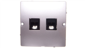Simon Basic Gniazdo Telefoniczne Rj11 Podwójne Srebrny Mat Bmtf2.02/43