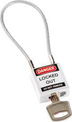 Blokada Kłódki z kluczem i kłódki zabezpieczające Brady Biały długość pałąka: 106.68mm zamki: 1