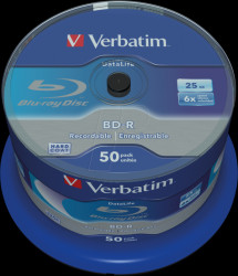 43838 BD-R SL Datalife, 25 GB, 6x, spindle pack of 50