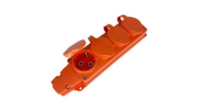 Listwa, Gniazdo Gumowe Poczwórne Schuko Ip54 Pomarańczowe 221.000.401 Horoz