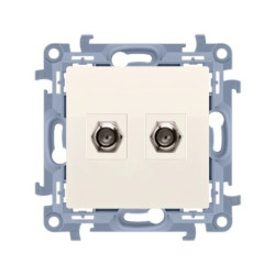 Simon 10 Gniazdo antenowe podwójne typu F kremowy CASF2.01/41