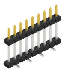 Pin header, 9 pole, pitch 2 mm, angled, black, SLY11SMD0929S