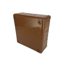 Puszka hermetyczna natynkowa 118x118x46mm 12-wlotowa, z dławikami gumowymi, IP55 zamknięcie na wkręty, brązowa EDO