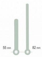 UM213Y.06S Komplet wskazówek: godzinowa 55mm, minutowa 82mm - typu pałka, srebrne - typu Y