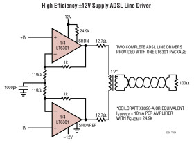 Dual 500mA, Differential xDSL Line Driver in 28-Lead TSSOP Package